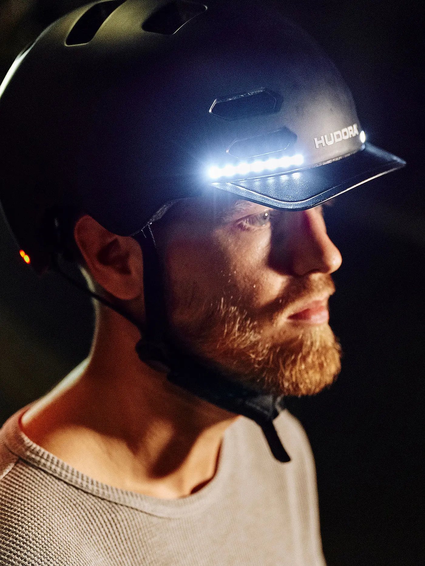 HUDORA | Skaterhelm LED, schwarz Größe L | 